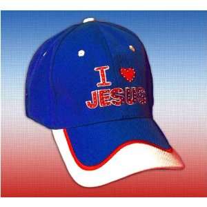  Fibre Optic Cap I Love Jesus Blue/white