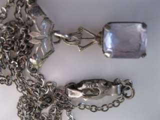 Art Deco/Antique/Vtg Sterling Silver Filigree Necklace Faceted 
