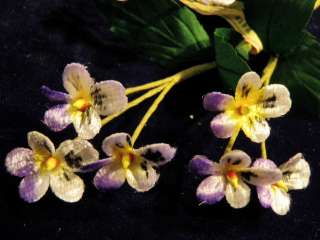 Vintage Millinery Flower KQ9 Velvet Pansy Spray Lilac  