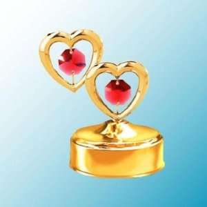   24K Gold Twin Hearts Music Box   Red Swarovski Crystal: Home & Kitchen
