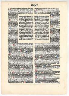   PRINTED BIBLE LEAF c. 1492   LINEAGE OF KINGS FROM ALEXANDER THE GREAT