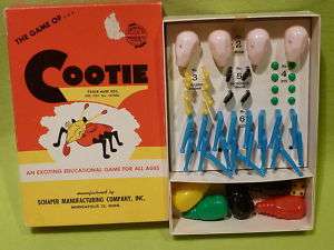 THE GAME OF COOTIE COPYRIGHTED 1949 PLASTIC BUG GAME  