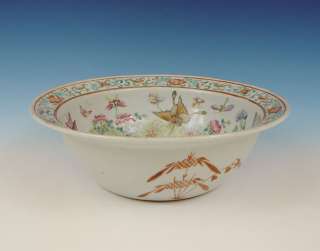 Fine Large Chinese Porcelain Basin Butterflies 19th C. Poly  