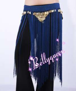 Belly Dance Hip Scarf Tassels W Gold Coins 9Colors IN  