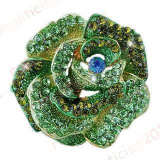FREE blue Floral Brooch Pin W Czech rhinestone crystals  