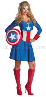 American Dream Female Captain America Costume includes Dress and Eye 