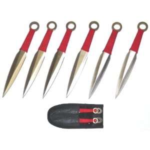  6 Pc Set Red Throwing Knives 
