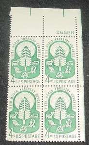 USA 4 cent Stamp 5th World Forestry Congres QTY 4 Block  