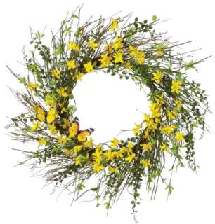   forsythia and leaf wreaths make a beautiful addition to any decor
