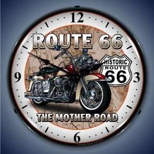  Route 66 Motorcycle Lighted Wall Clock