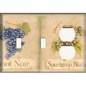 Two Switch/ One Duplex Receptacle Plate   Pinot Noir / Sauvignon Blanc