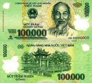 Vietnam 100K Dong, 1~100K Note Vietnamese Circulated  