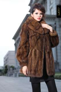 2012 Top luxury Russia wild sable fur Coat Jacket One Size + Mink 
