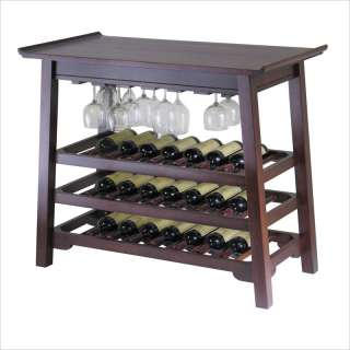 Winsome Chinois Console Table w/Gls Walnut Wine Rack 021713947376 