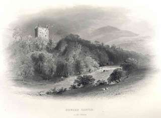 SCOTLAND: Newark Castle.River Yarrow.Antique print.1859  