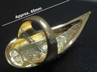 False Nail Gold Crystal Claw Paw Talon Finger RING New  