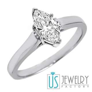   Cut Solitaire Diamond Engagement Ring Prong Set 14k White Gold  