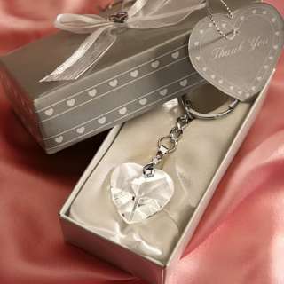 84 Key Chain with Crystal Heart Wedding Favors  