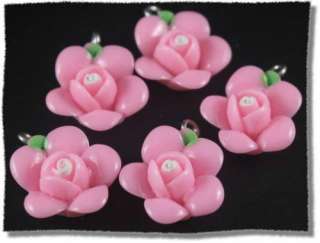 5pcs Lucite Light Pink 5 Thick Petals Flower Charm 17x20mm  