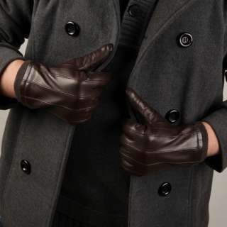 Mens GENUINE NAPPA leather cashmere lined winter gloves  