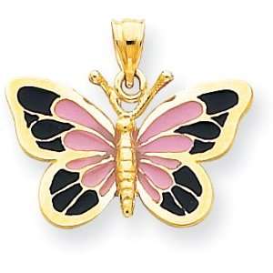  Enamel Butterfly Charm, 14K Yellow Gold Jewelry