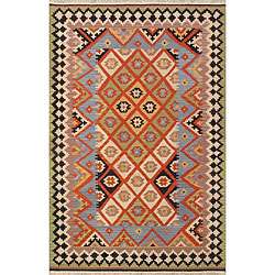 Hand woven Shirvan Kilim Brown Wool Rug (8 x 10)  Overstock