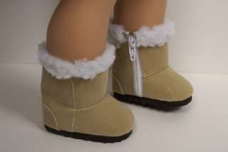 KHAKI Faux Suede Fur Boot Doll Shoes For American Girl♥  