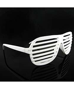 White Plastic Slatted Shades Sunglasses  