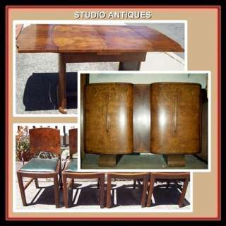 ENGLISH DINING SET Vintage Art Deco TABLE BUFFET Sideboard DRY BAR 4 