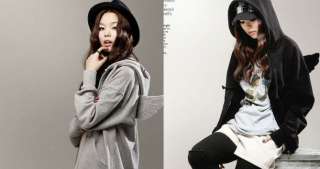 2Color Zip Korea Style Cute AngelWing Hoodie jacket Coat Black Grey 