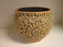 Weller Woodcraft Art Pottery Vase Planter Mattte Green Brown Flower 