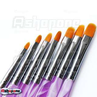 7X Acrylic UV Gel Nail Art False Tips Builder Brush Pen  