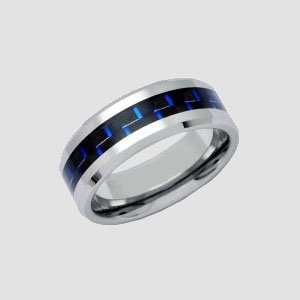  8 MM Finest Tungsten Carbide Ring With A Sealed Blue 
