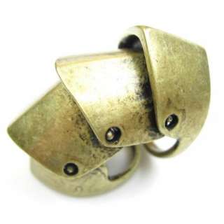 STEAMPUNK STYLE 2 FINGER RING SIZE 6.5 SIZE 7.5 BRASS ARMOR JEWELRY 