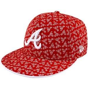   Atlanta Braves Red Team Print 59FIFTY (5950) Fitted Hat Sports