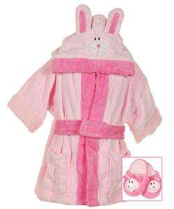 BT Kids Girls Pink Bunny Robe and Slipper Set  Overstock