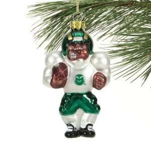 Colorado State Rams Angry Football Player Glass Ornament:  