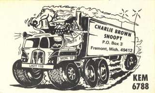   CB radio QSL postcard Rat Fink style comic big rig 1970s Fremont MI