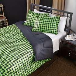 Lime/ Black Houndstooth Full/ Queen size Comforter Set  