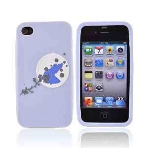  MOON BIRD BLUE For EZ Capes iPhone 4 Silicone Case Cover 
