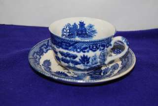 Vintage Blue Willow Transferware Cup & Saucer  Japan S2848  