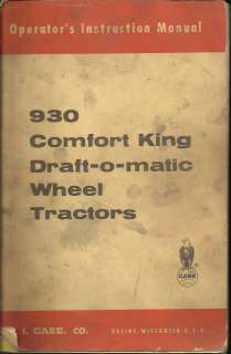 CASE 930 COMFORT KING DRAFT O MATIC WHEEL TRACTORS OPERATORS MANUAL 