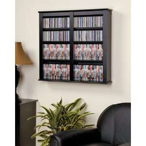    Black Double Wall Mounted Multimedia Storage: Home & Kitchen