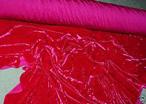 VELVET CRUSHED STRETCH FABRIC HOT PINK 58 BY THE YARD  