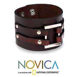 Mens Brown Aesthetic Leather Bracelet (Thailand)  Overstock