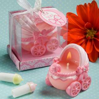 60 Adorable Baby Pink Carriage Candle Christening / Baby Shower Favors 