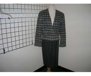 AUTH ARMANI gray & plaid CASHMERE blend skirt suit 42 8  