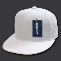 WHITE FITTED FLAT BILL BASEBALL CAP CAPS HAT   7 Sizes  
