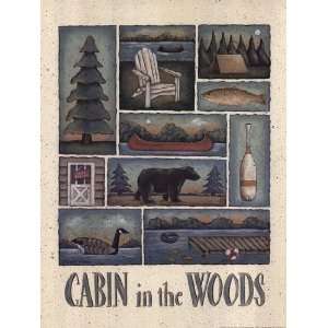  Cabin in the Woods by Donna Atkins 12x16: Home & Kitchen