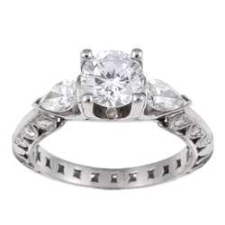 Tacori Platinum Cubic Zirconia and 5/8ct TDW Diamond Engagement Ring 